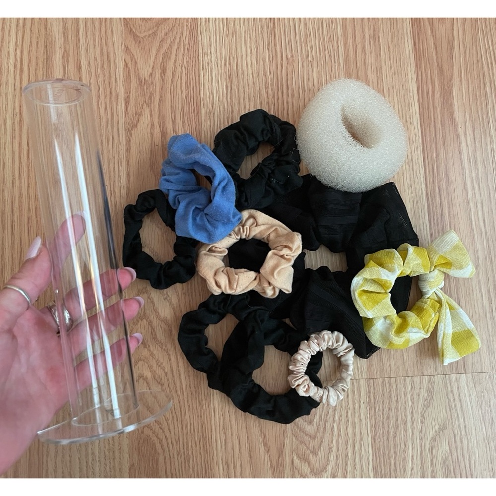 Mix of Black, Beige, Blue & Yellow Scrunchie Set